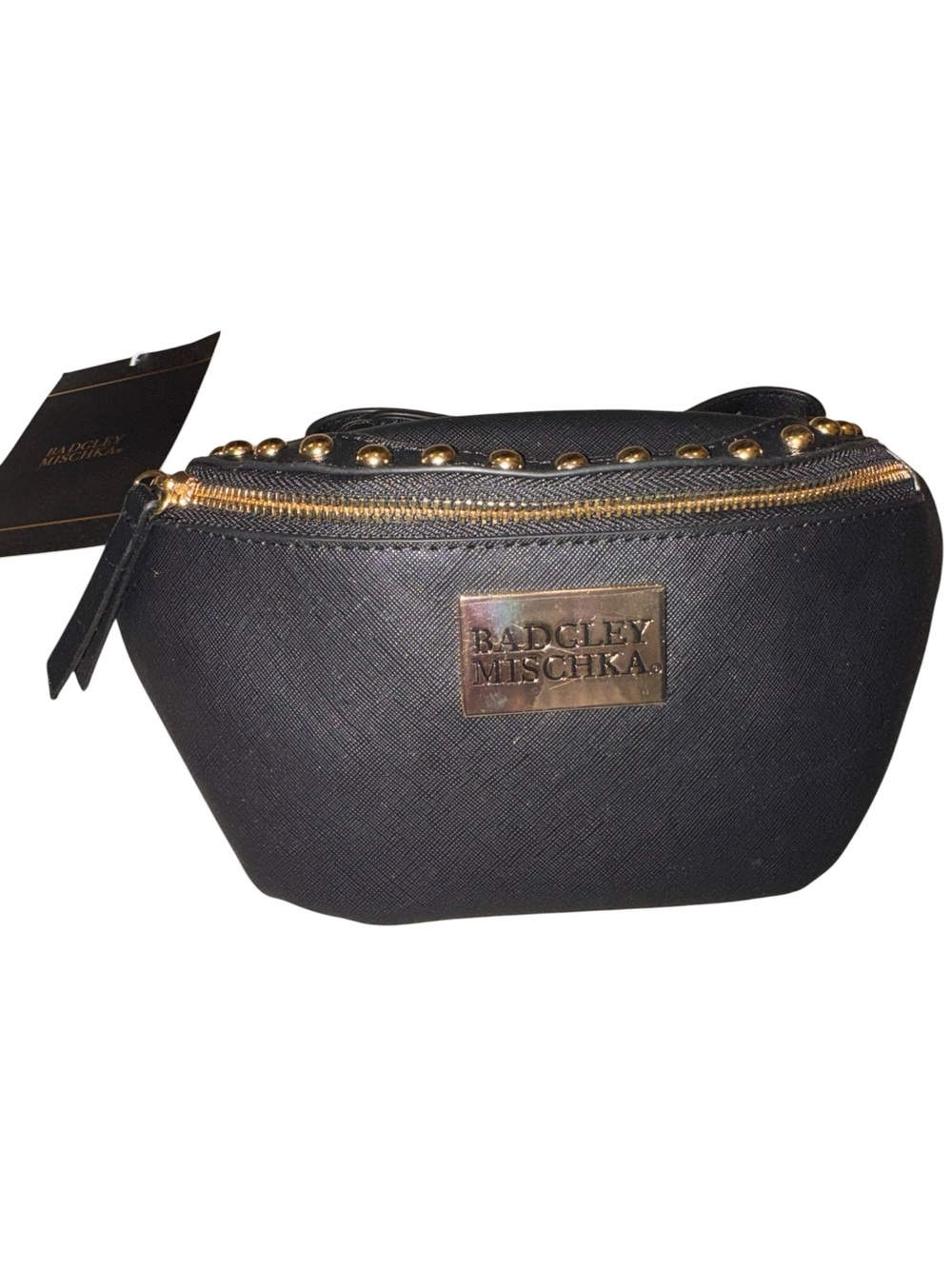 Badgley Mischka Black Logo-Print Belt Bag NWT
